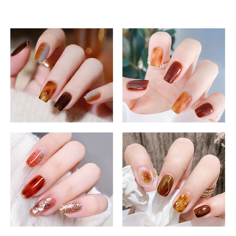 9 Colors Amber Set UV Gel Nail Polish Ice Penetration Soak Off Shining