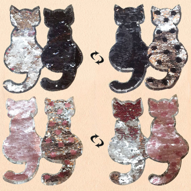 Reversible Sequined Animal Cloth Patch Embroidery Lace Accessories