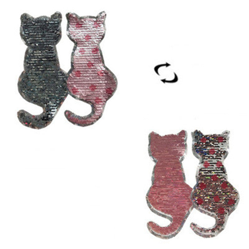 Reversible Sequined Animal Cloth Patch Embroidery Lace Accessories